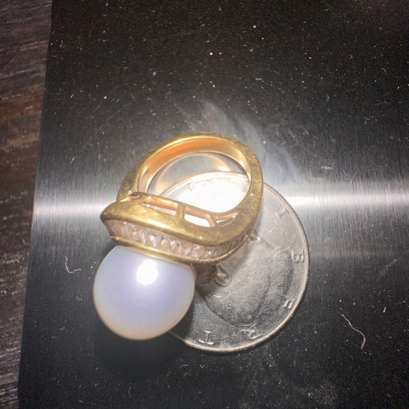 Ring 14k Mabe Pearl & Diamond 13.8gr Bold, Stunning